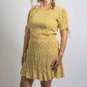 Sunflower Printed Dress with Tie Sleeves Faithful the Brand